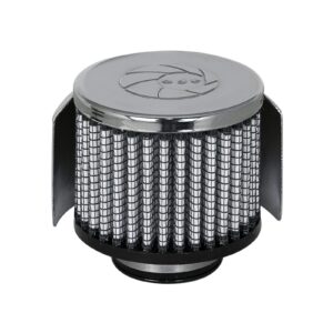 aFe Power AFE-18-01382 Magnum FLOW Crankcase Vent Filter w/ Pro DRY S Media 1-3/8 IN F x 3 IN B x 3 IN T x 2-1/2 IN H - w/ Chrome Heat Shield