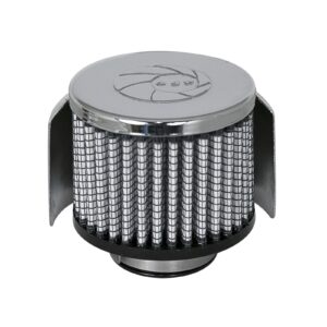 aFe Power AFE-18-01502 Magnum FLOW Crankcase Vent Filter w/ Pro DRY S Media 1-1/2 IN F x 3 IN B x 3 IN T x 2-1/2 IN H - w/ Chrome Heat Shield