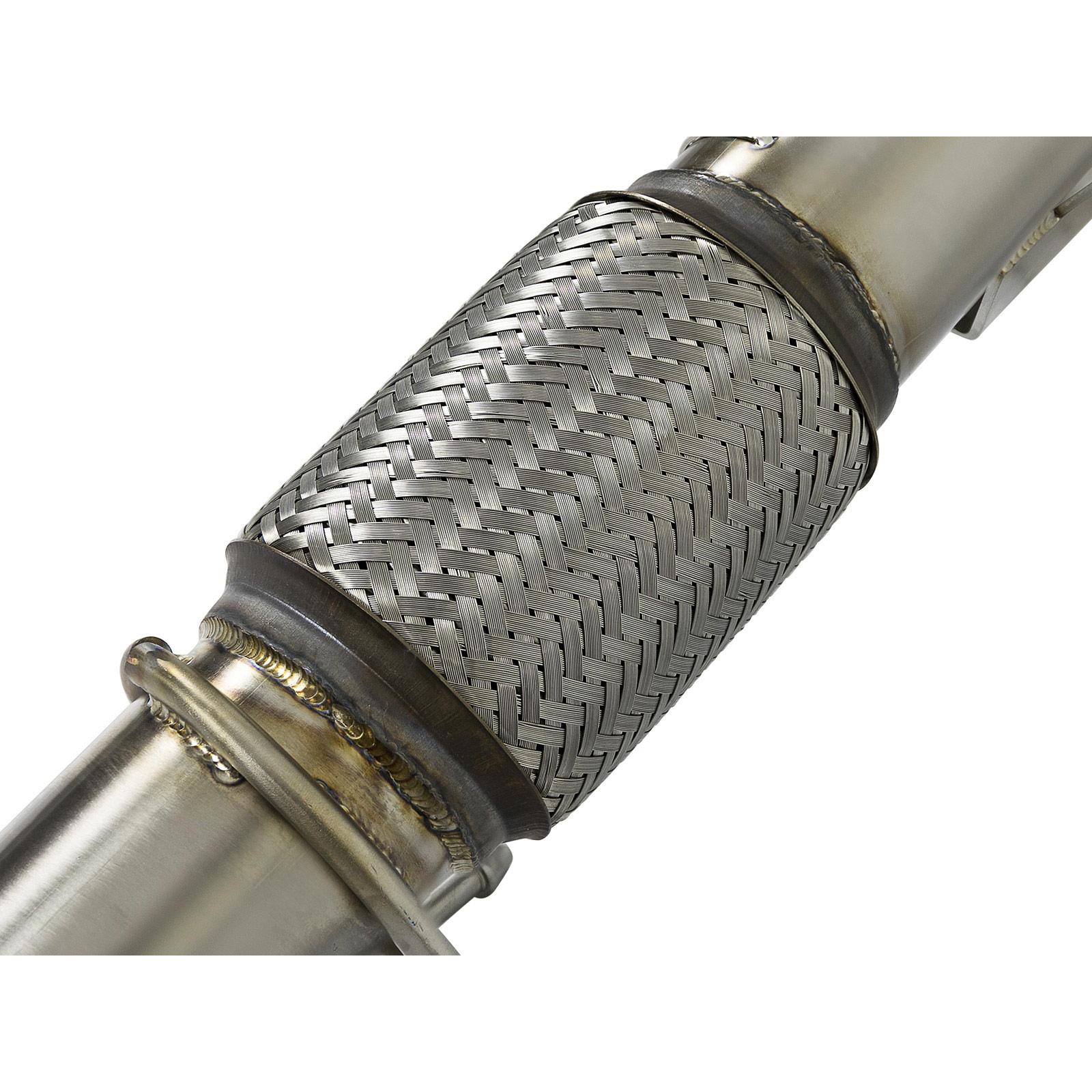 aFe Power AFE-48-33024-HC Twisted Steel Down Pipe 3 IN 304 Stainless Steel w/ Cat Ford Focus RS 16-17 L4-2.3L (t) - Image 2