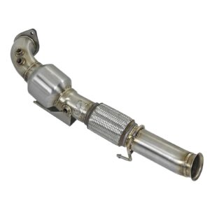 aFe Power AFE-48-33024-HC Twisted Steel Down Pipe 3 IN 304 Stainless Steel w/ Cat Ford Focus RS 16-17 L4-2.3L (t)