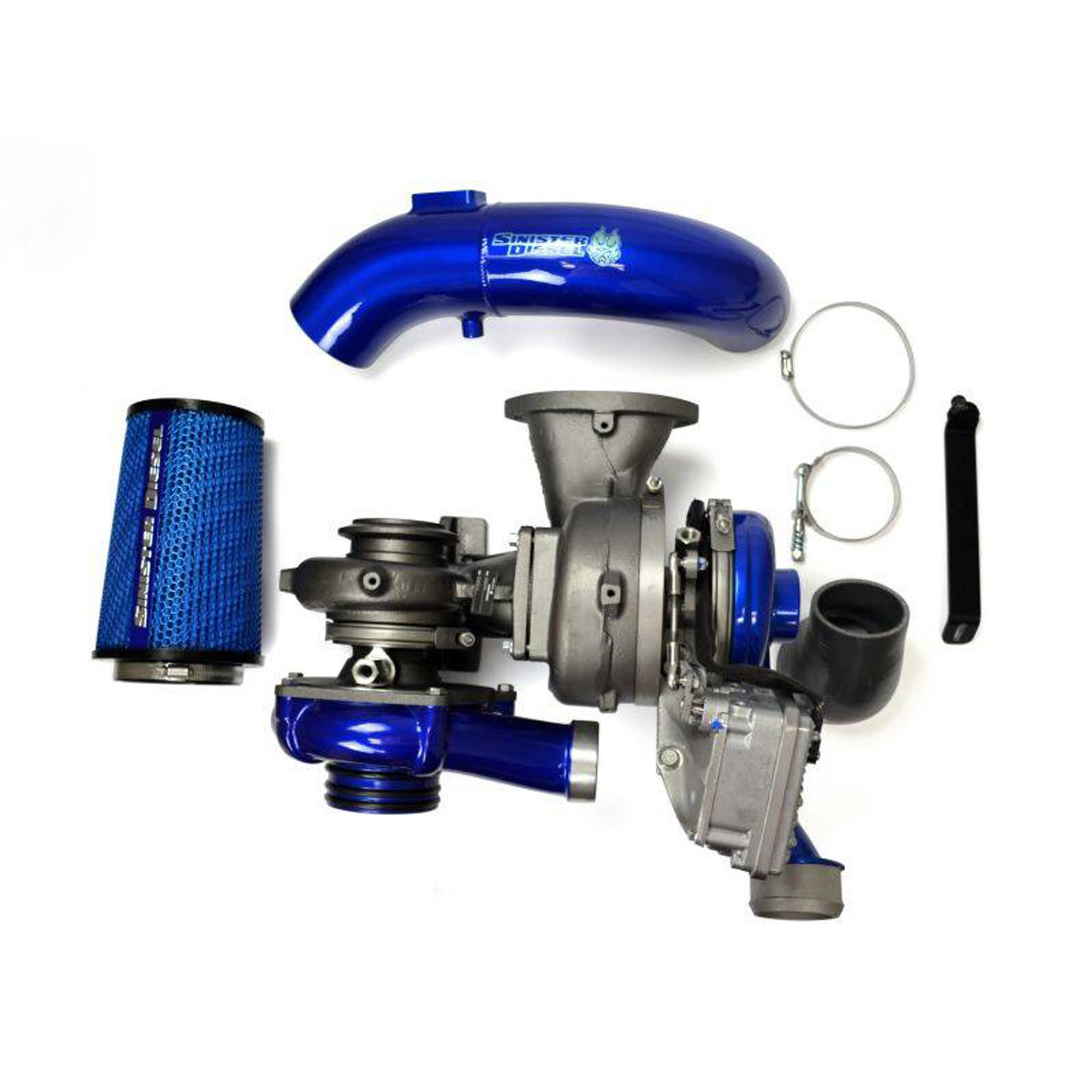 Sinister Pitbull Series Compound Turbochargers with Cold Air Intake for 2008-2010 Ford Powerstroke 6.4L