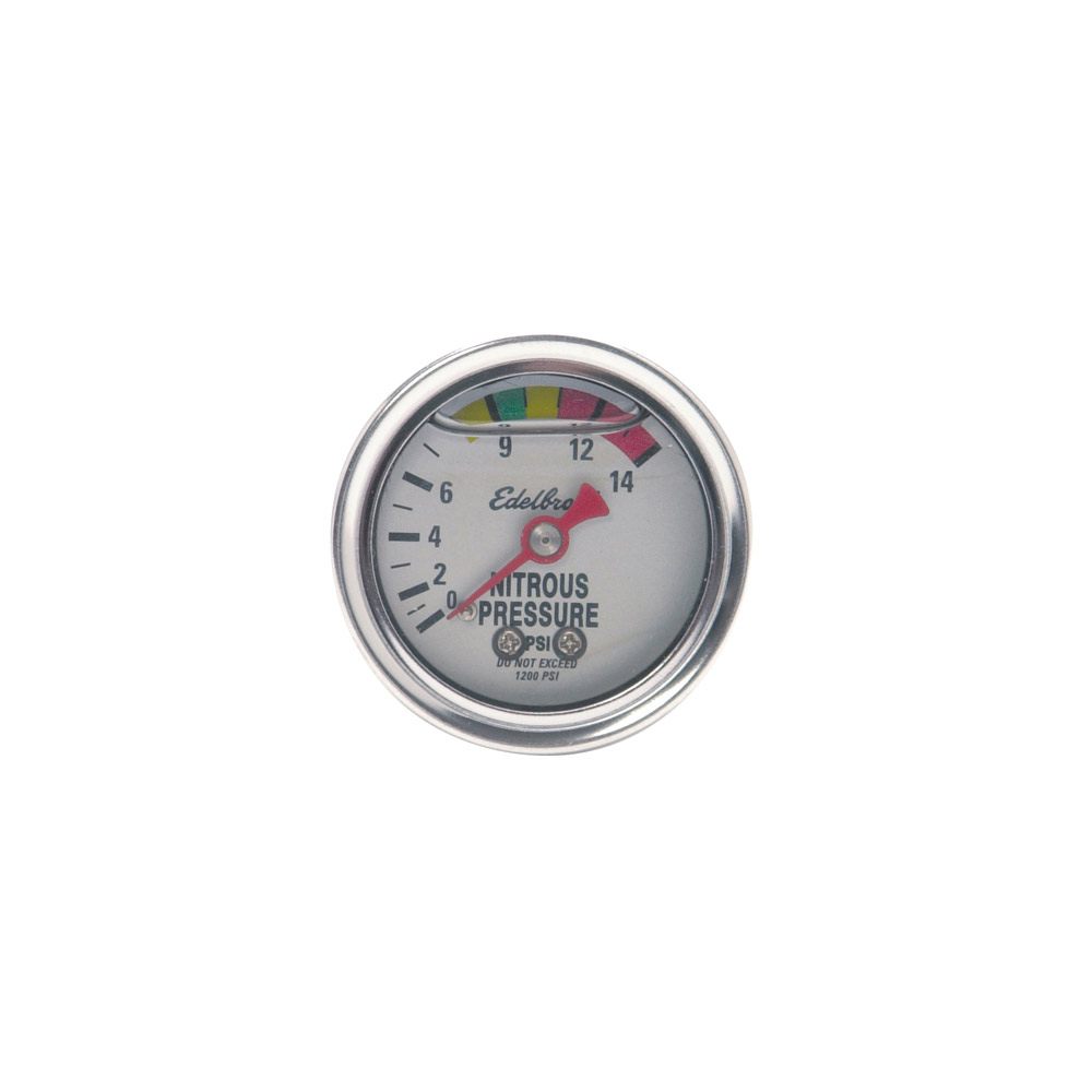 Edelbrock Nitrous Pressure Gauge - 1-1/2" Liquid-Filled Gauge (0-1400 psi) - EDB-73801