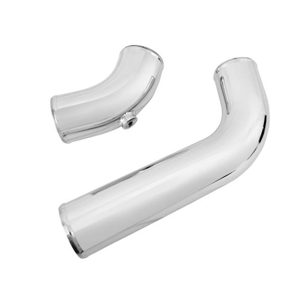 Polished mandrel-bent aluminum intercooler pipe with AIT sensor bung for Duramax forced induction system