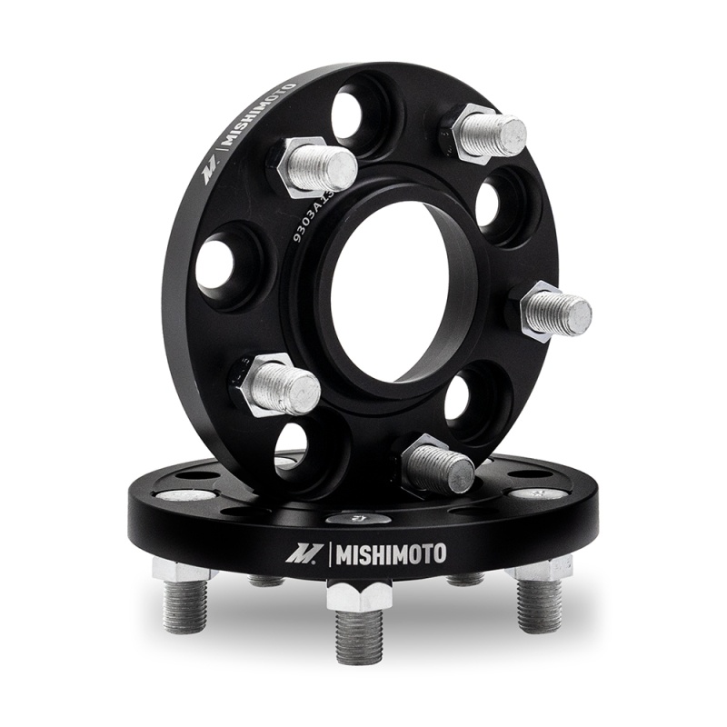 Mishimoto MMWS-012-200BK black wheel spacer with 5x114.3 bolt pattern and 64.1mm center bore