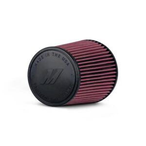 Mishimoto Performance Air Filter MMAF-3508 in red with 3.5 inch inlet and 8 inch filter length