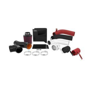 Mishimoto wrinkle red cold air intake system for 2015-2021 Subaru WRX with wire-reinforced hose