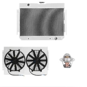 Mishimoto MMCPKG-CHE-65 aluminum radiator and fan shroud cooling package for classic Chevrolet