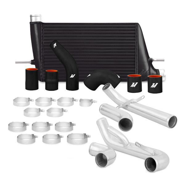 Polished 2.5-inch mandrel-bent aluminum piping included with Mishimoto Evo X intercooler kit