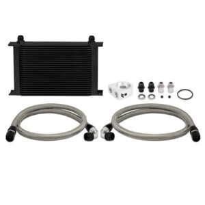 Mishimoto MMOC-UHBK 25-row black anodized universal oil cooler kit with braided lines