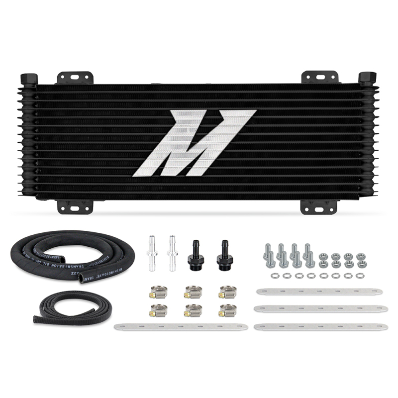 Mishimoto 13-Row Stacked Plate Cooler in black, MPN MMTC-SP-13BK, front view of core