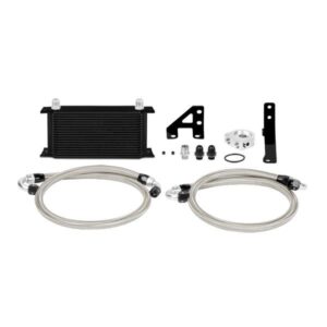 Mishimoto MMOC-STI-15BK black 19-row bar-and-plate oil cooler for 2015-2018 Subaru WRX STI