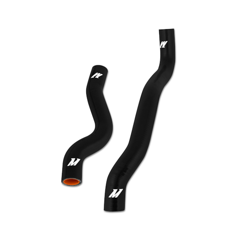 Pair of Mishimoto black silicone radiator hoses rated to 330°F for Evolution 4/5