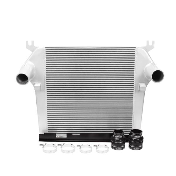 Silicone boots with DuraCore technology and constant-tension T-bolt clamps included with the intercooler