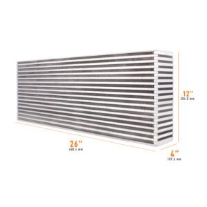 Mishimoto MMUIC-03 universal air-to-air race intercooler core measuring 26in x 12in x 4in