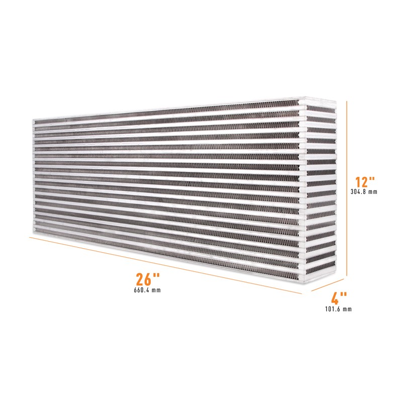 Mishimoto MMUIC-03 universal air-to-air race intercooler core measuring 26in x 12in x 4in