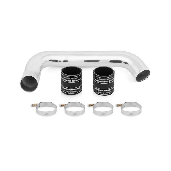 Mandrel-bent polished aluminum cold-side intercooler pipe included in Mishimoto kit