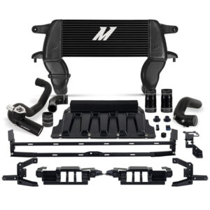 Mishimoto High-Mount Intercooler Kit with black bar-and-plate core for 2.3L EcoBoost Ford Bronco