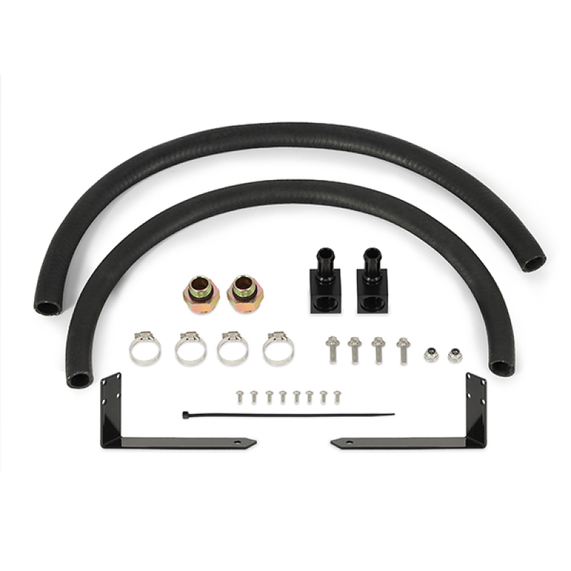Silver finish Mishimoto transmission cooler designed for Duramax LML trucks 2011-2014