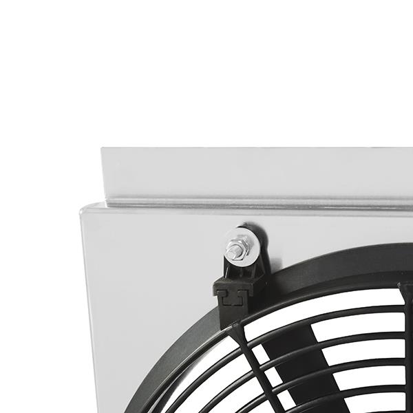 Mishimoto Performance Fan Shroud Kit front view showing black plastic straight-blade electric fans
