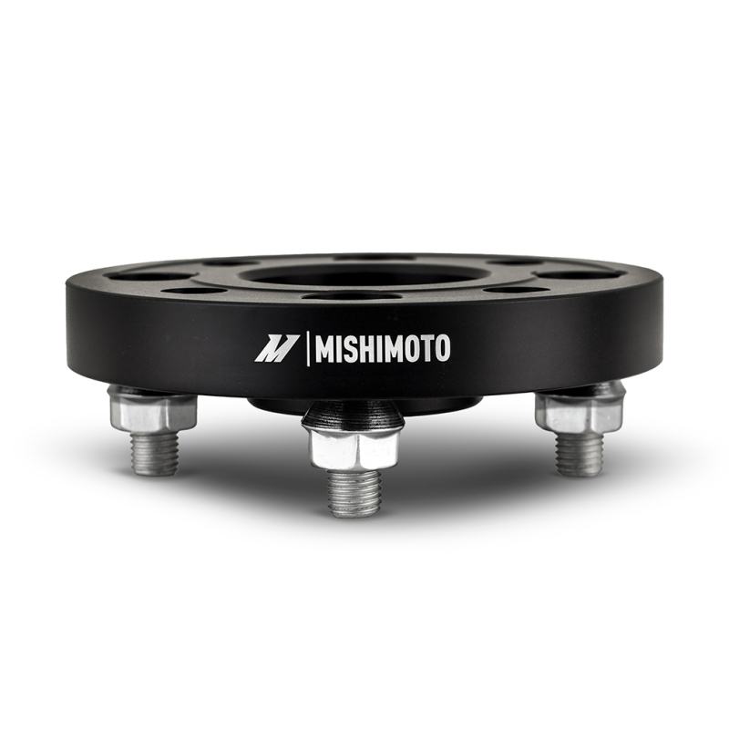 Black Mishimoto 4x100 wheel spacer set, part number MMWS-011-250BK