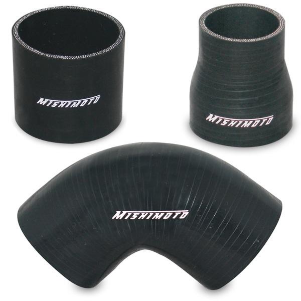 Mishimoto silicone coupler MMCP-2545BK positioned to show 2.5in inside diameter opening