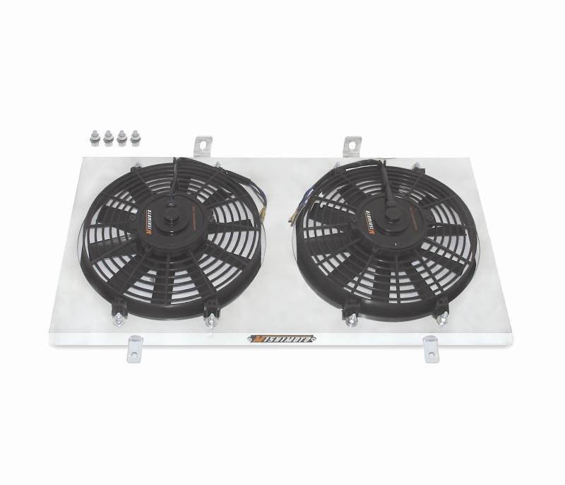 Polished aluminum fan shroud with two 12-inch electric fans for Civic Si