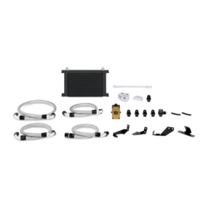 Mishimoto 25-row stacked-plate oil cooler kit for 2004-2006 Pontiac GTO in Stealth Black finish