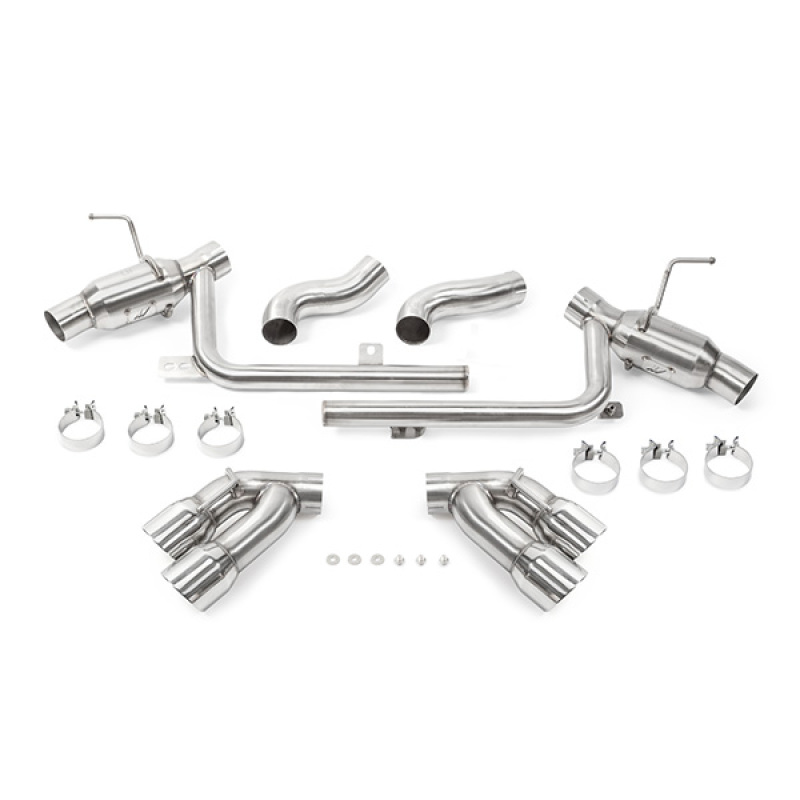 Polished 304 stainless steel Mishimoto mufflers with Helmholtz resonators for Camaro SS