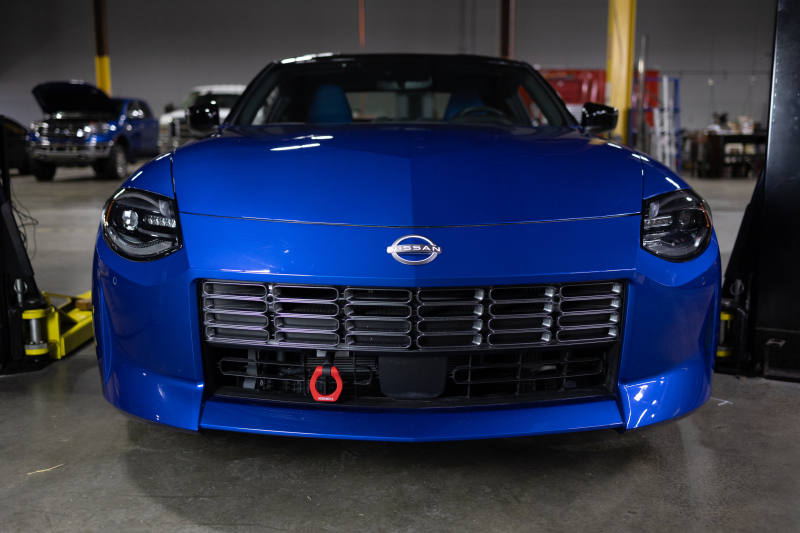 Nissan Z with polished racing tow hook