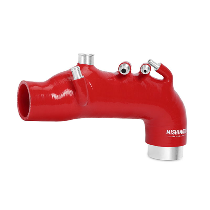 Mishimoto red silicone induction hose installed on Subaru WRX turbo inlet piping