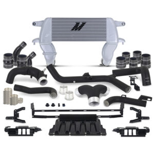 Mishimoto High-Mount Intercooler Kit installed on 2021+ Ford Bronco 2.7L EcoBoost upper grille