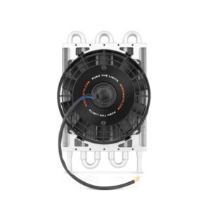 Mishimoto MMOC-F Heavy Duty Transmission Cooler Kit with 8-inch electric fan and silver anodized finish