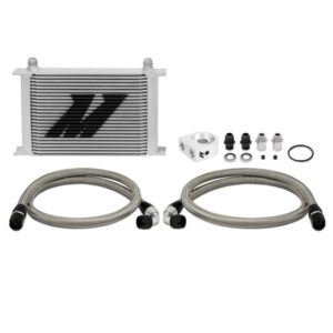 Mishimoto MMOC-UH 25-row stacked-plate universal oil cooler kit with silver anodized core