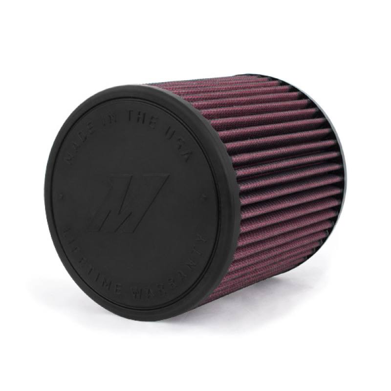 Mishimoto Subaru WRX cold air intake filter close-up showing multi-layered cotton material