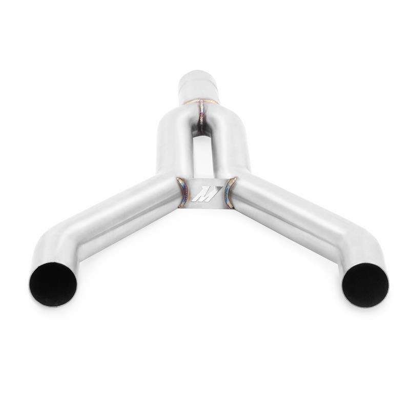 Mishimoto Lifetime Warranty branding on Mustang EcoBoost cat-back exhaust system
