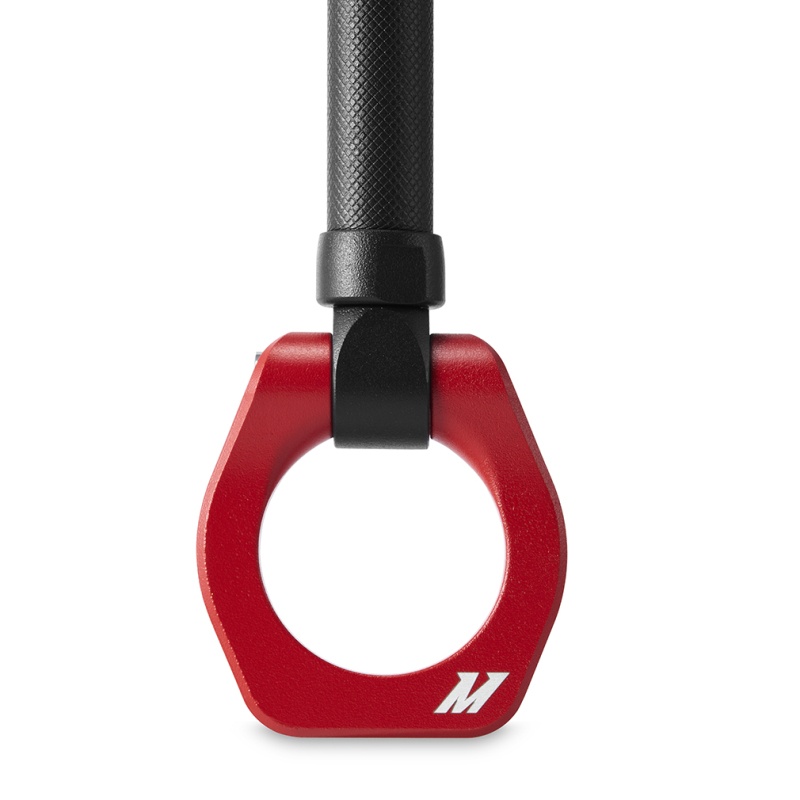 Mishimoto Red Tow Hook showing easy installation features