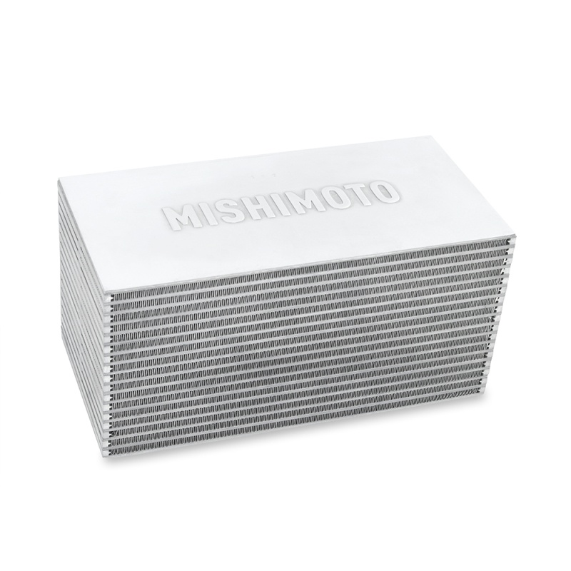 Mishimoto MMUIC-W4 intercooler core measuring 12.00in x 5.90in x 5.90in