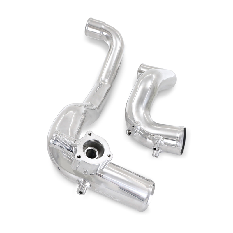 Polished aluminum intercooler pipes with DuraCore silicone boots and worm gear clamps