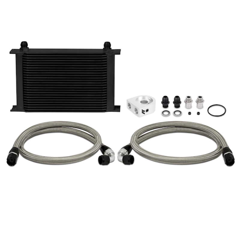 Mishimoto billet anodized aluminum sandwich plate with -10AN fittings and dowty seals
