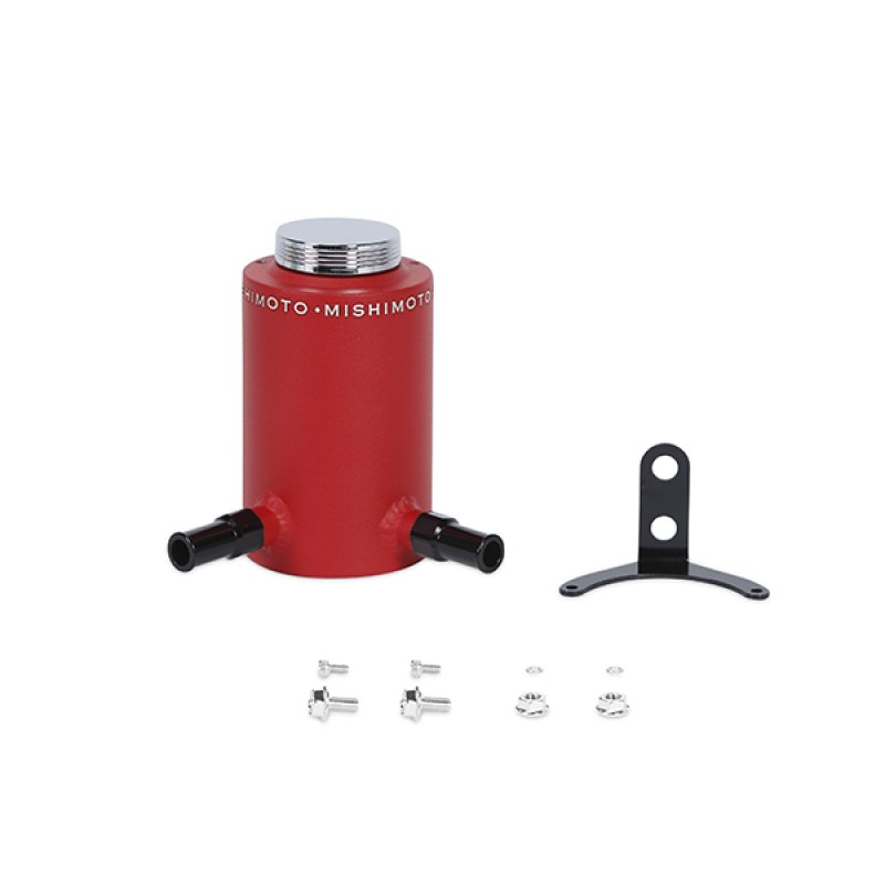 Red aluminum power steering reservoir tank by Mishimoto