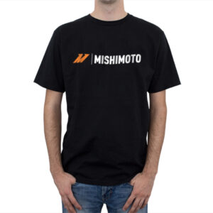 Mishimoto Large Black Signature Logo T-Shirt front view, part number MMAPL-LOGO-TBKLG
