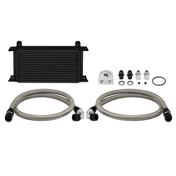 Stainless steel braided oil cooler hoses with -10AN fittings included in Mishimoto kit