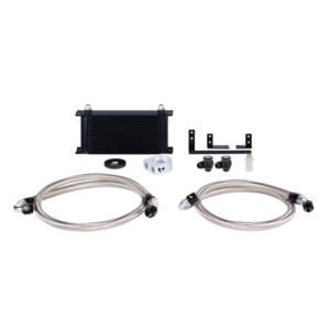 Mishimoto 19-row stacked-plate oil cooler kit for 2016-2018 Mazda MX-5 Miata in Stealth Black finish