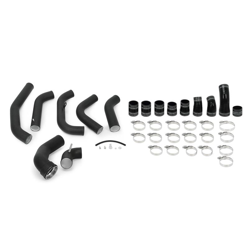 Wrinkle black powder-coated aluminum intercooler pipes with silicone DuraCore boots