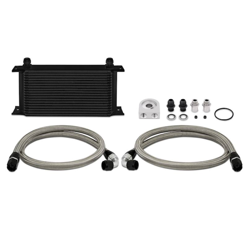 Mishimoto Universal 19-Row Oil Cooler Kit MMOC-ULBK in black with bar-and-plate core