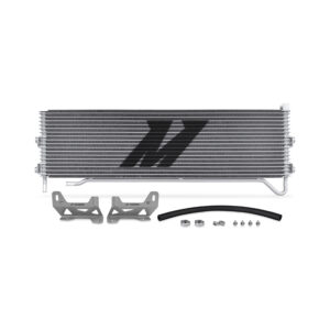 Mishimoto MMTC-F2D-08SL silver transmission cooler for Ford 6.4L Powerstroke 2008-2010
