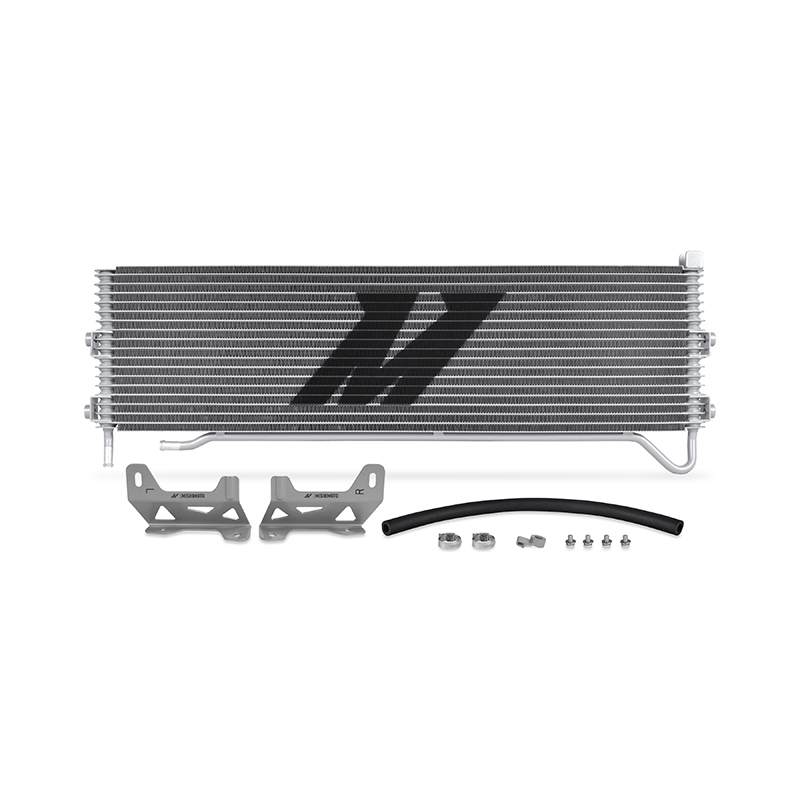 Mishimoto MMTC-F2D-08SL silver transmission cooler for Ford 6.4L Powerstroke 2008-2010
