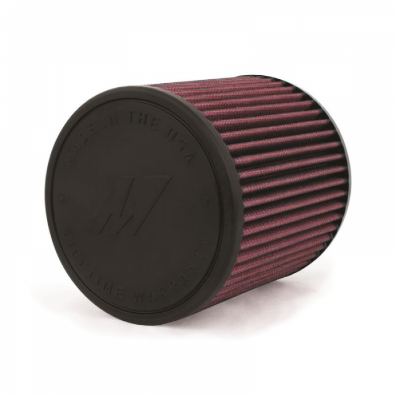 Mishimoto Performance Air Filter MMAF-3506 in red with 3.5 in. inlet and 6 in. filter length