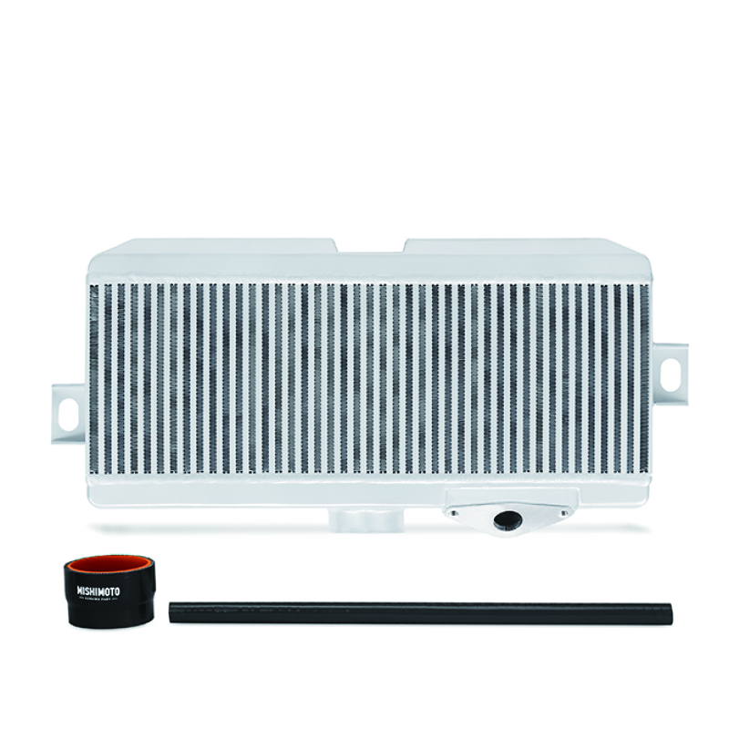 Black hoses and silver cooler of Mishimoto TMIC