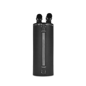 Mishimoto Aluminum Oil Catch Can MMOCC-SAWBK in black finish with mounting bracket and hose